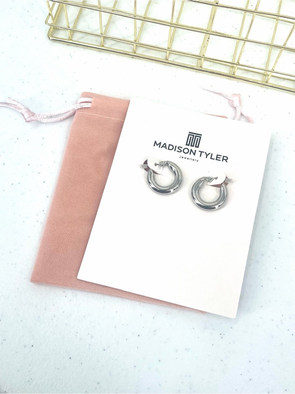 Madison Tyler NWT silver toned bubble hoop earrings